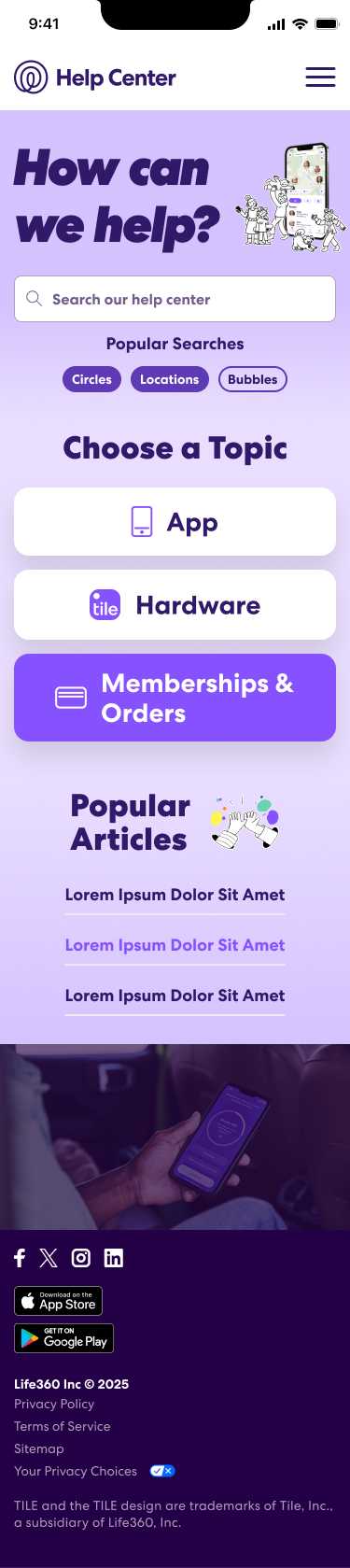 Life360 Mobile Landing Page